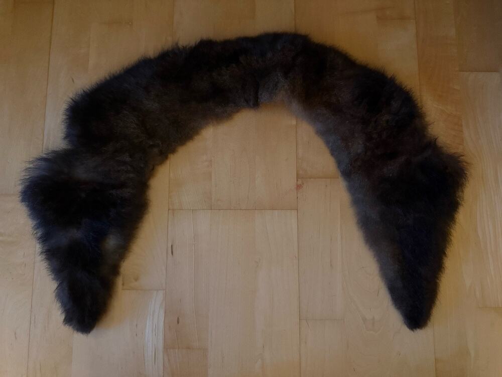 VTG Genuine Fur Scarf Wrap Collar Brown Red Lining